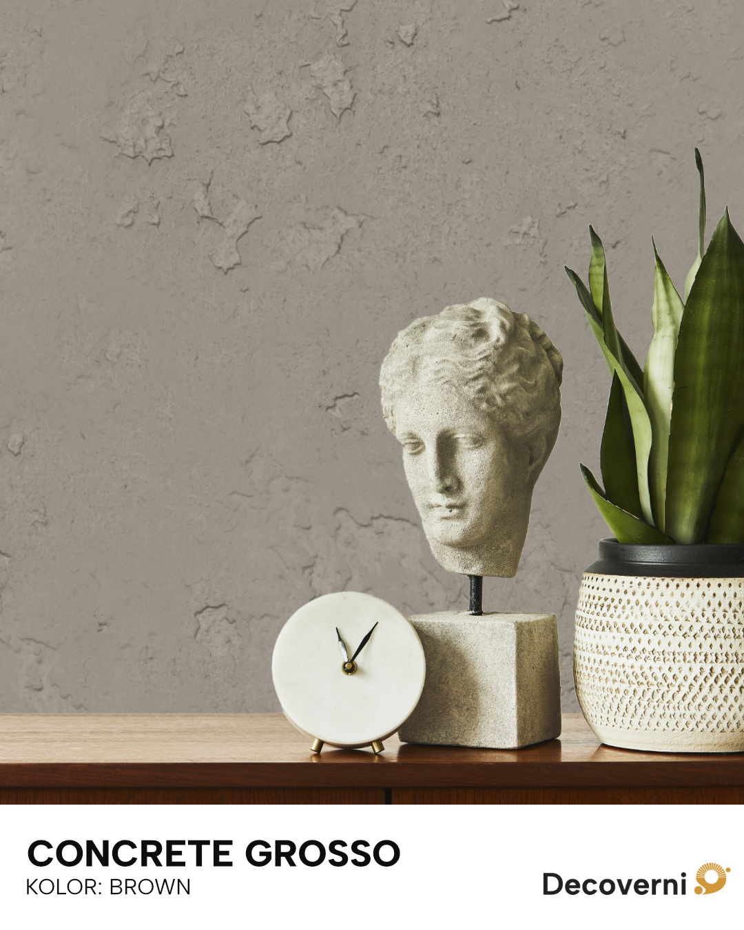 Wizualizacja ściany pomalowanej Decoverni Concrete Grosso Brown